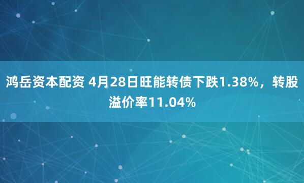 鸿岳资本配资 4月28日旺能转债下跌1.38%，转股溢价率11.04%